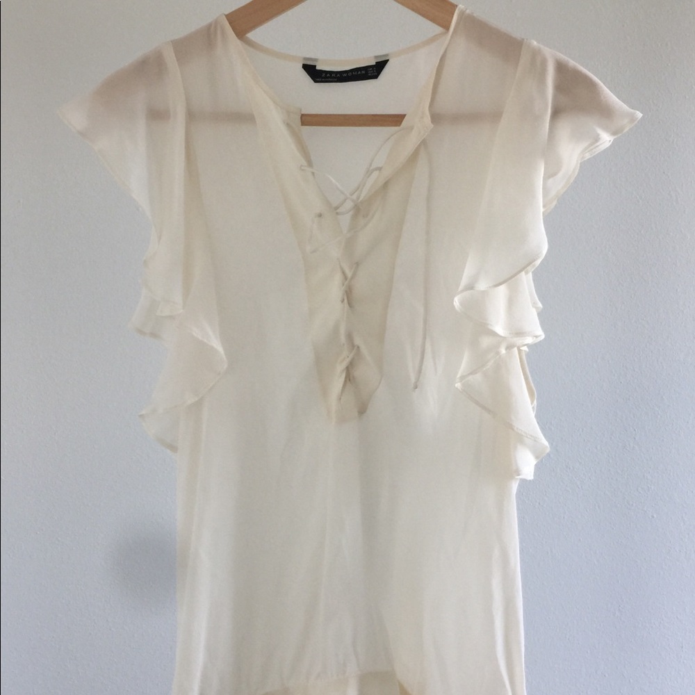 ZARA silk top cream color